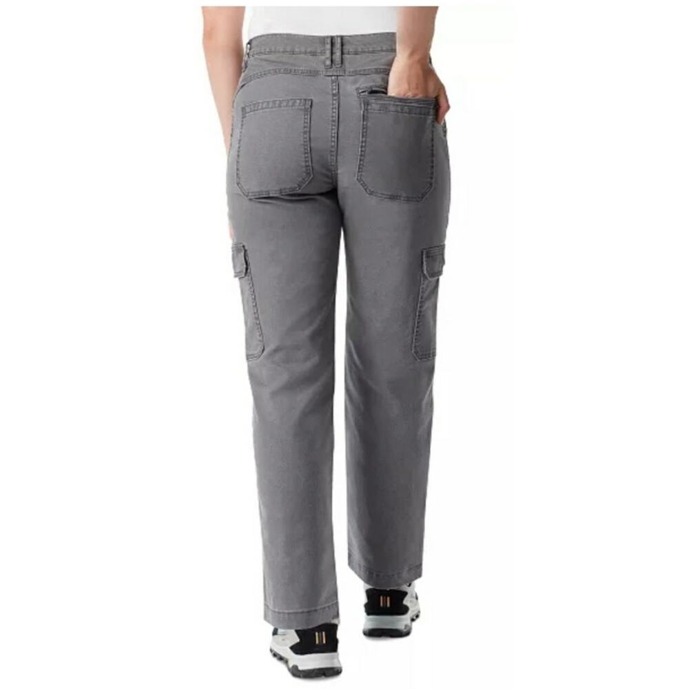 BASS OUTDOOR Women's High-Rise Canvas Cargo Pants FORGED IRON NWT SIZE  10 - Picture 3 of 10